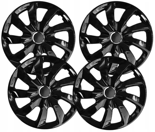 Nrm Stig Radkappen, Schwarz, 4 Stück, Hochglanz, Größe 14", Universal + Ring