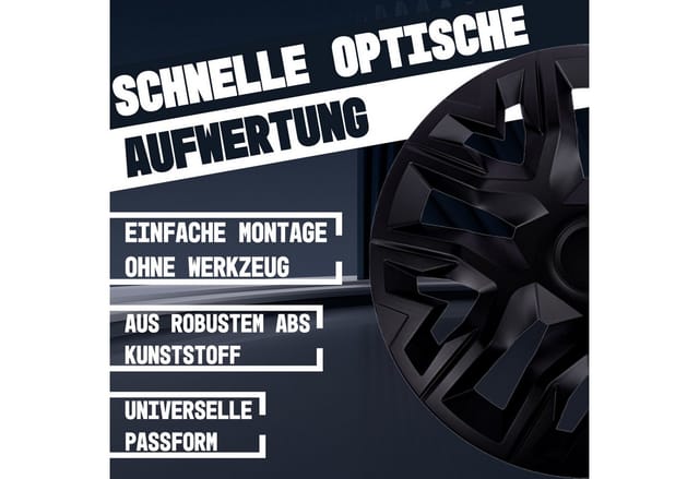 Universelle Radkappen 16 Zoll Nrm The Best, Mattschwarz, 4 Stück