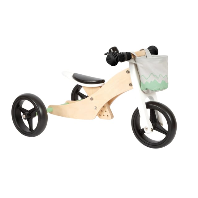 Small Foot - Wooden Training Tricycle/Balance Bike 2in1 Sage Green