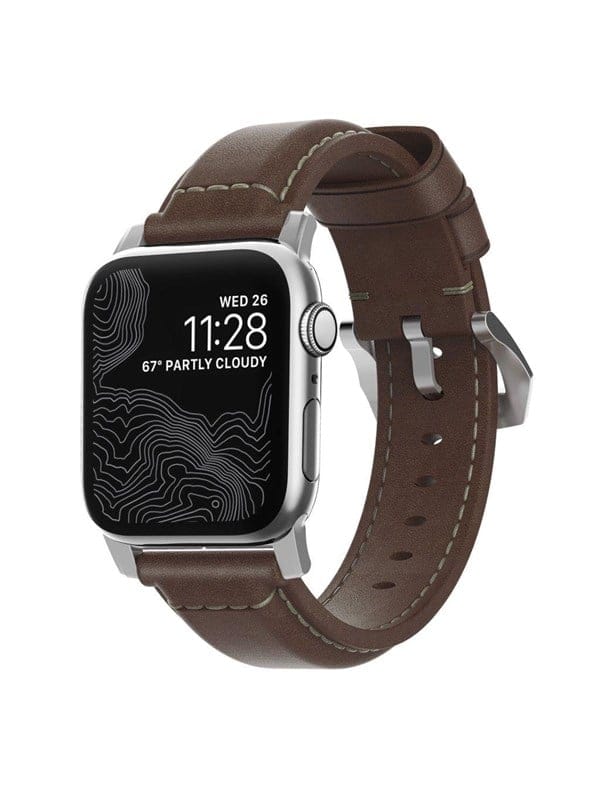 Nomad Traditional Band - silver/brown - AW Ultra 2/1 (49mm) 9/8/7 (45mm)/6/SE/5/4 (44mm)/3/2/1 (42mm)