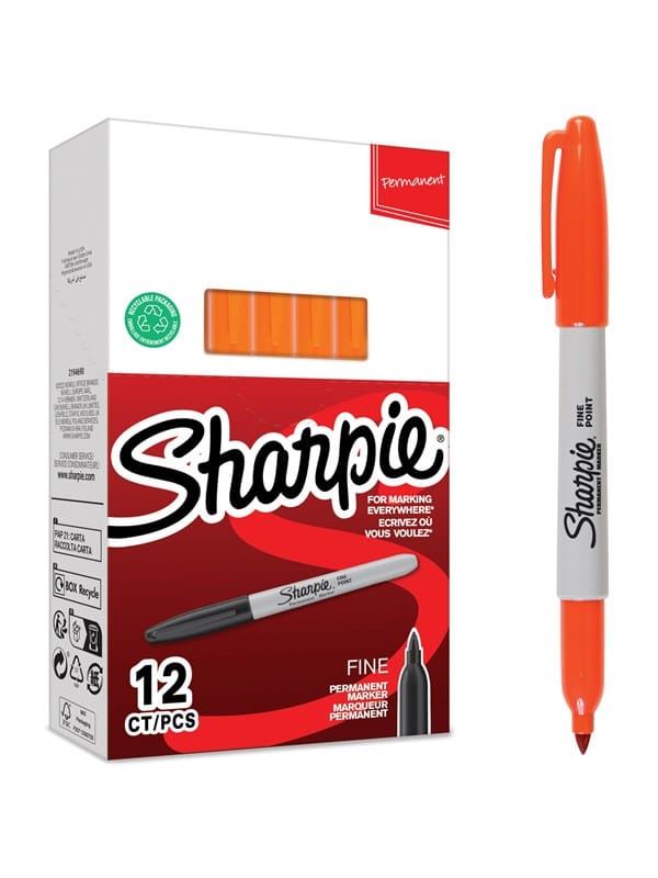 Sharpie Permanent Marker | Marker Stifte mit feiner Spitze | orange permanente Tinte | 12 Stück Market Set