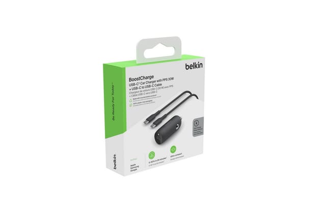 Belkin BoostCharge 30W USB-C Car Charger + USB-C to USB-C cable