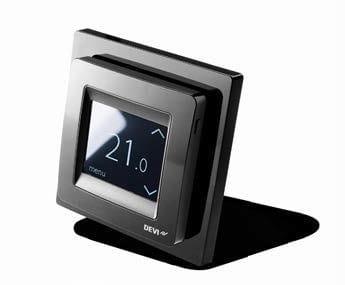 DEVI reg touch timer thermostat with design frame black