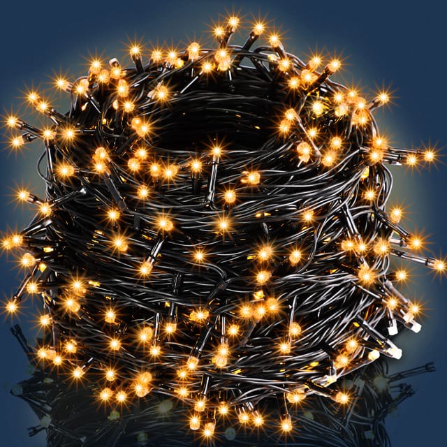 Monzana® Lichterkette 200/400/600 Led Ip44 Innen Außen Kabel Weihnachtsdeko Leuchtkette Lichtervorhang Weihnachtsbeleuchtung Warmweiß Kaltweiß Bunt 20m Warmweiß - Schwarzes Kabel