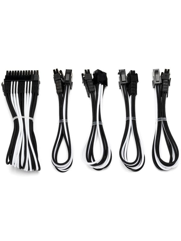 DUTZO Sleeved Power Extention Cable Kit (v2) - Schwarz / Weiß