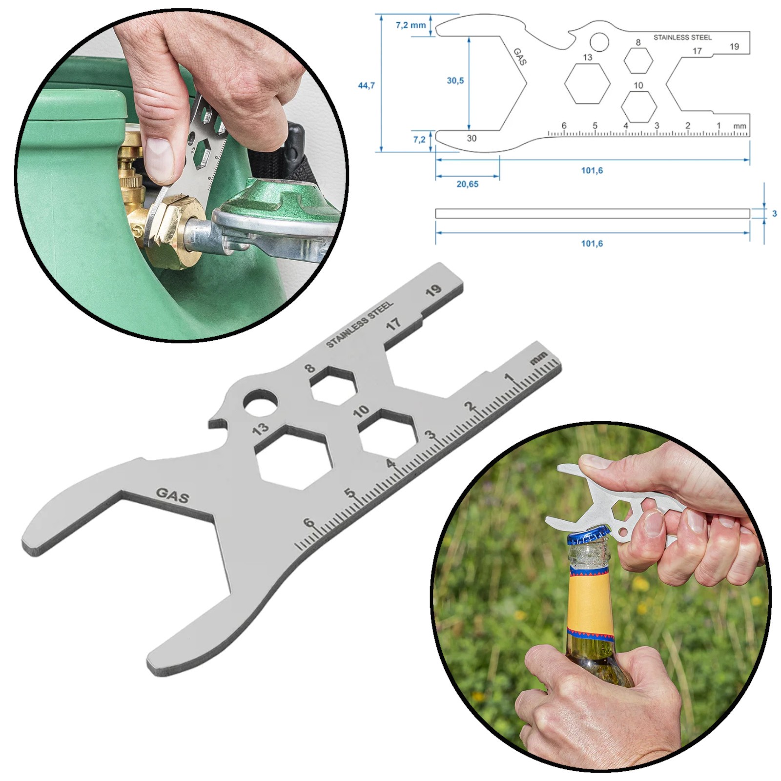 Gasflaschenschlüssel Multitool 5-11 Kg Gasflaschen Multifunktionswerkzeug