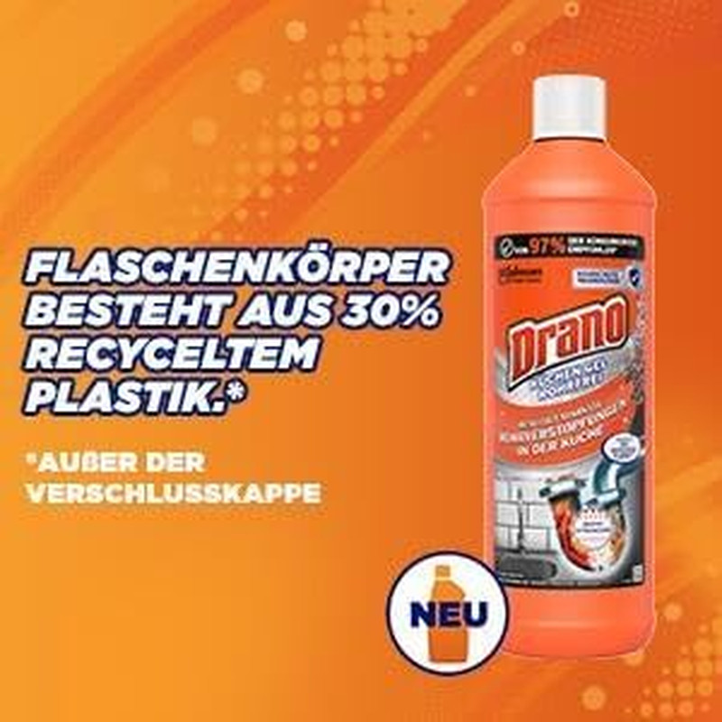 Drano Küchen-Gel Rohrreiniger Rohrfrei Abflussreiniger Verstopfungen Küche 1 L Bild 12