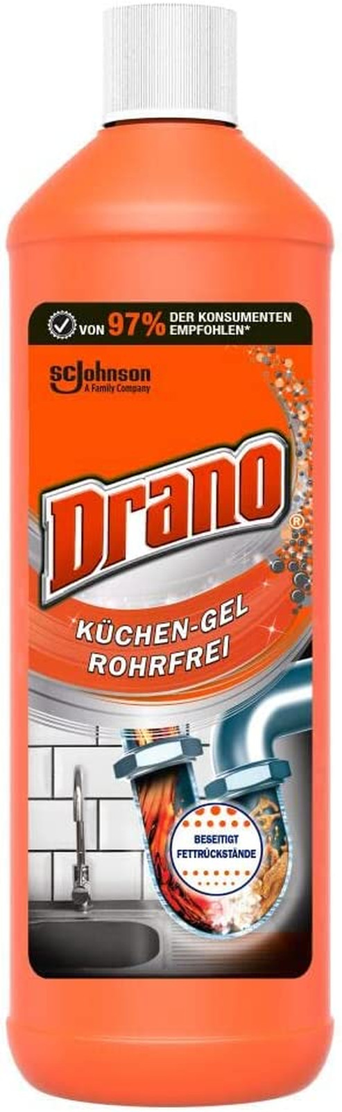 Drano Küchen-Gel Rohrreiniger Rohrfrei Abflussreiniger Verstopfungen Küche 1 L Bild 3