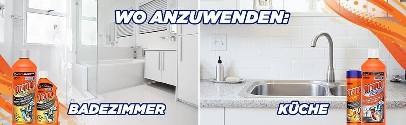 Drano Küchen-Gel Rohrreiniger Rohrfrei Abflussreiniger Verstopfungen Küche 1 L Bild 5