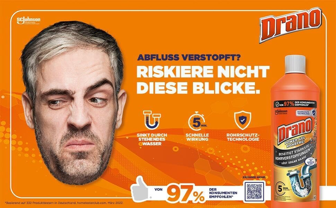 Drano Küchen-Gel Rohrreiniger Rohrfrei Abflussreiniger Verstopfungen Küche 1 L Bild 8