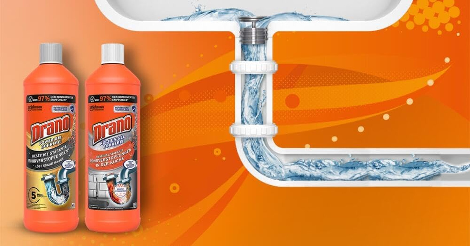 Drano Küchen-Gel Rohrreiniger Rohrfrei Abflussreiniger Verstopfungen Küche 1 L Bild 9