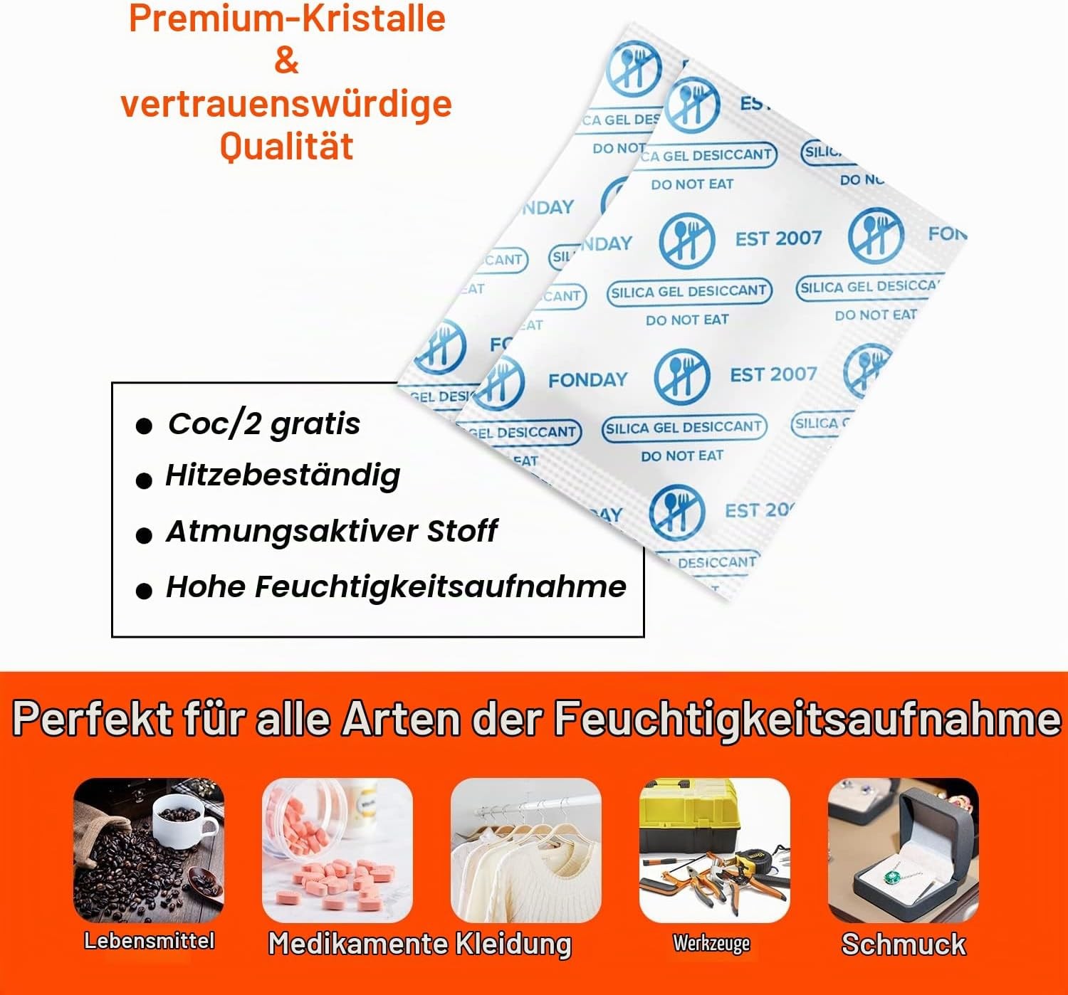 1Gram 50Packets Fonday Food Grade Silica Gel Desiccant Packs Bild 8