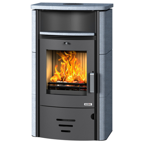 accente Kaminofen »TURIN 4.0«, 6,0 kW, Stahl/Naturstein, schwarz, DB - beige