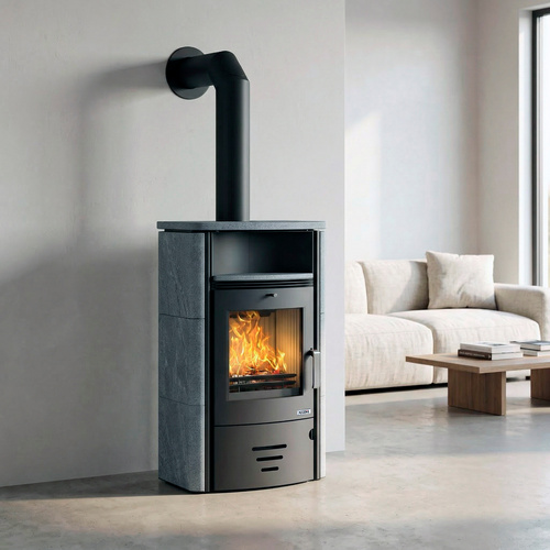accente Kaminofen »TURIN 4.0«, 6,0 kW, Stahl/Naturstein, schwarz, DB - beige Bild 2