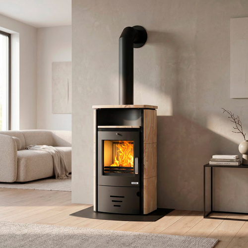 accente Kaminofen »TURIN 4.0«, 6,0 kW, Stahl/Sandstein, grau, DB