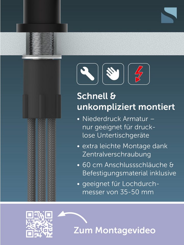 SCHÜTTE Spültischarmatur »CORNWALL«, Niederdruck, schwarz matt Bild 3