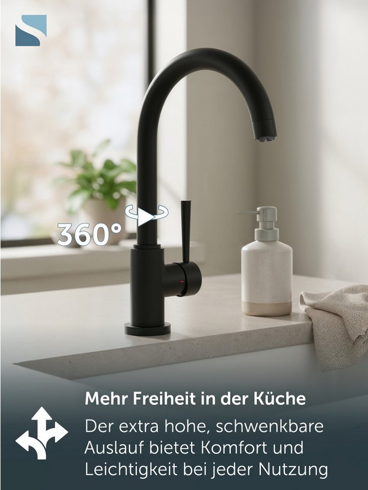SCHÜTTE Spültischarmatur »CORNWALL«, Niederdruck, schwarz matt Bild 4