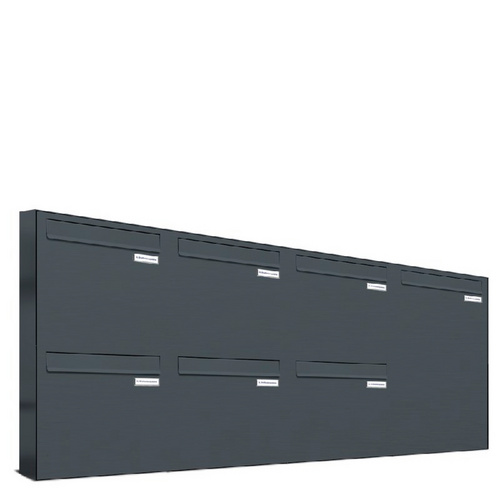 AL BRIEFKASTENSYSTEME Briefkasten, Parteien: 7, Zaundurchwurf, BxHxT: 153,6 x 68,4 x 11,6 cm - grau
