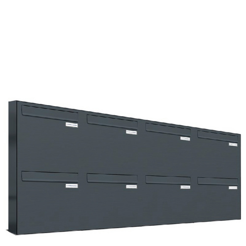 AL BRIEFKASTENSYSTEME Briefkasten, Parteien: 8, Zaundurchwurf, BxHxT: 153,6 x 68,4 x 11,6 cm - grau