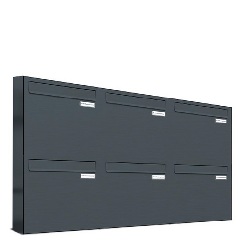 AL BRIEFKASTENSYSTEME Briefkasten, Parteien: 6, Zaundurchwurf, BxHxT: 153,152 x 68,4 x 11,6 cm - grau