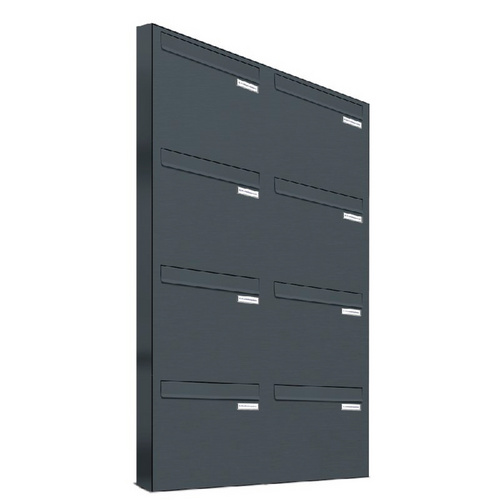 AL BRIEFKASTENSYSTEME Briefkasten, Parteien: 8, Zaundurchwurf, BxHxT: 153,181 x 136,8 x 11,6 cm - grau