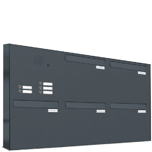 AL BRIEFKASTENSYSTEME Briefkasten, Parteien: 5, Zaundurchwurf, BxHxT: 153,145 x 68,4 x 11,6 cm - grau