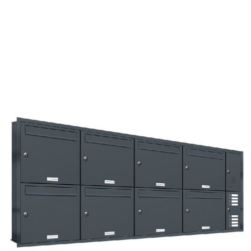 AL BRIEFKASTENSYSTEME Briefkasten, Parteien: 8, Unterputzmontage, BxHxT: 172,0 x 72,4 x 11,6 cm - grau