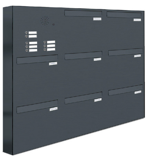 AL BRIEFKASTENSYSTEME Briefkasten, Parteien: 8, Zaundurchwurf, BxHxT: 153,413 x 102,6 x 11,6 cm - grau