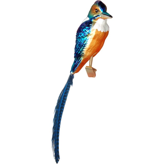 Krebs Glas Lauscha Weihnachtsornament Eisvogel Blau 1-tlg. 11cm