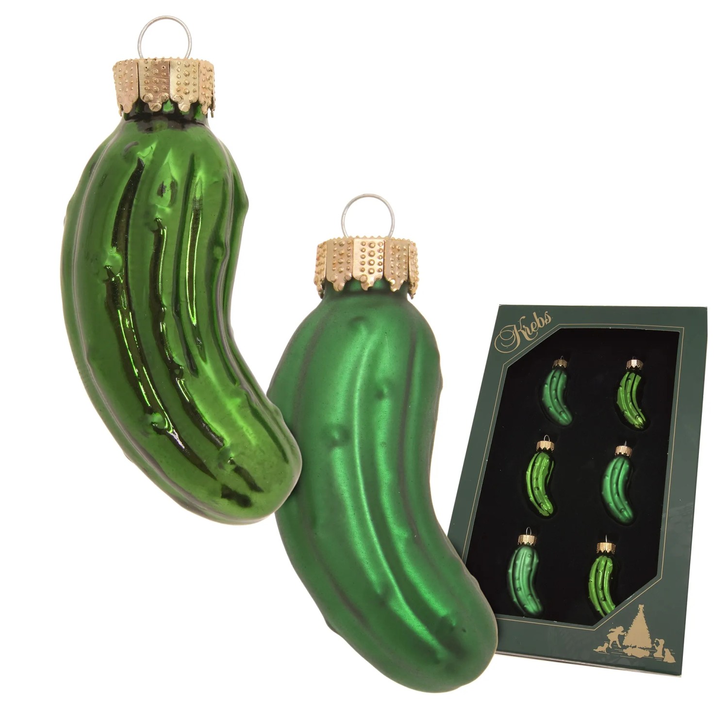 Krebs Glas Lauscha Weihnachtsornamente Miniaturen Gurken 6-tlg. 3cm