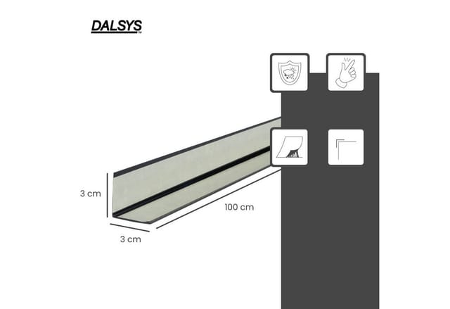 Dalsys Winkelprofil Selbstklebend 100cm x 30mm x 30mm PVC Schwarz Eckwinkel