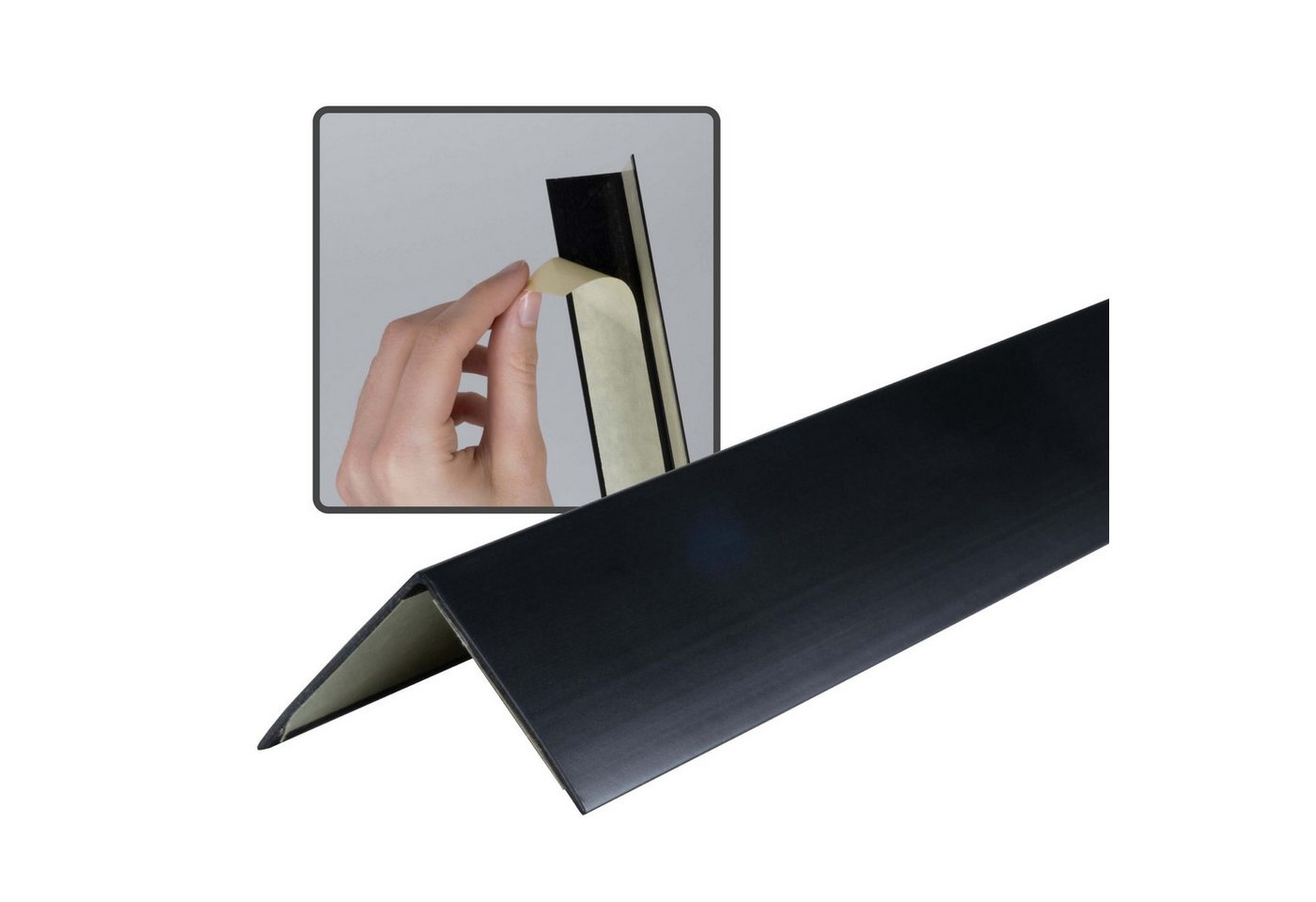 Dalsys Winkelprofil Selbstklebend 100cm x 30mm x 30mm PVC Schwarz Eckwinkel Bild 3