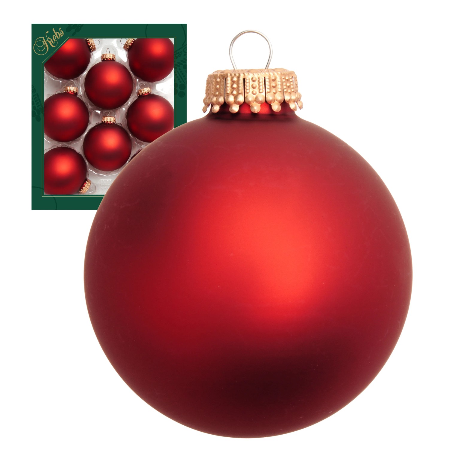 Krebs Glas Lauscha Weihnachtskugeln Weihnachtsrot Matt Uni 8er-Set 7cm