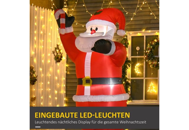 HOMCOM Aufblasbar Weihnachtsdeko Polyester 160L x 90B x 240H cm Rot
