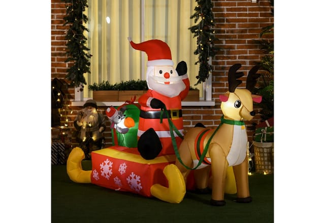 HOMCOM Aufblasbar Weihnachtsdeko Polyester 190L x 72B x 122H cm Rot