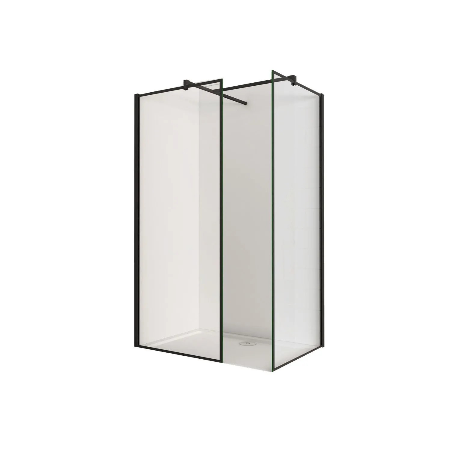 Duschparadies Walk-in Dusche Duschkabine 140cm x 90cm Duschtrennwand 8mm NANO Glas Duschwand Mit 90cm Stabilisatorx2