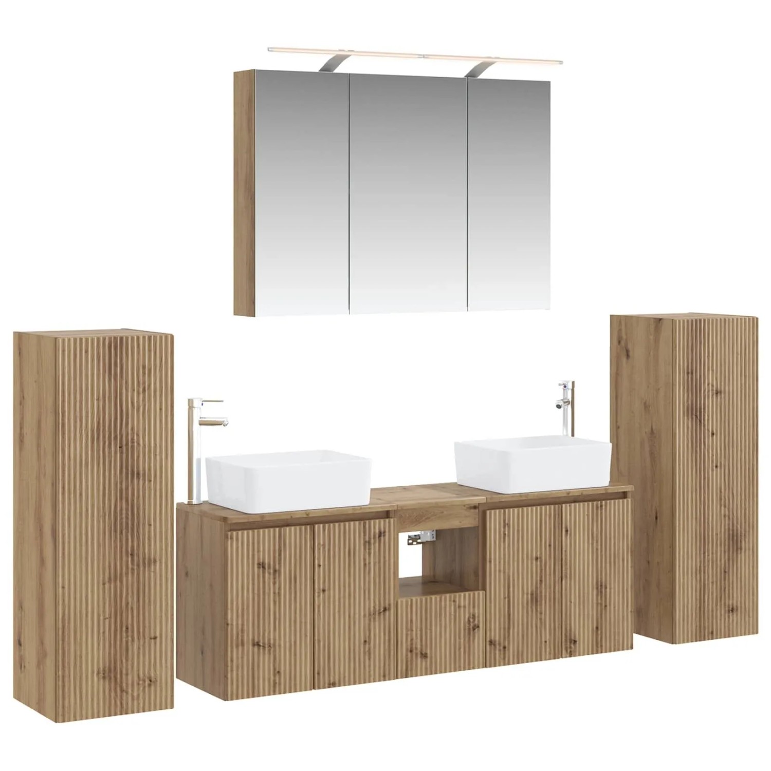 vidaXL Badezimmermöbel-Set 6-Tlg Artisan-Eiche Ingenieurholz und Glas 3407166