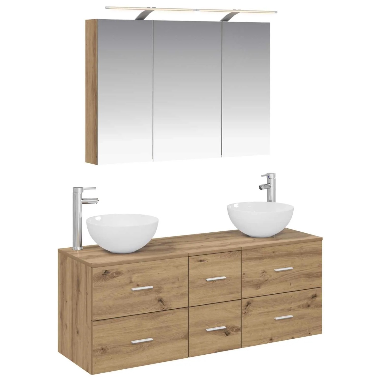 vidaXL Badezimmermöbel-Set 4-Tlg Artisan-Eiche Ingenieurholz und Glas 3406742