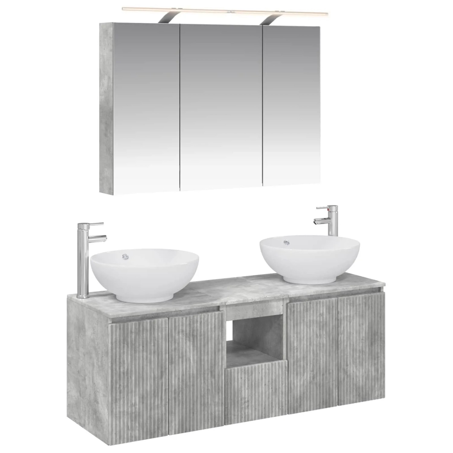 vidaXL Badezimmerschrank-Set 4-Tlg Betongrau Holzwerkstoff 3406498
