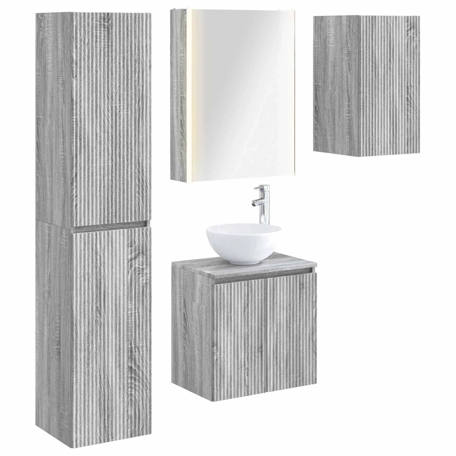 vidaXL Badezimmerschrank-Set 5-Tlg Grau Sonoma 53 x 15,5 x 70 cm 3407308