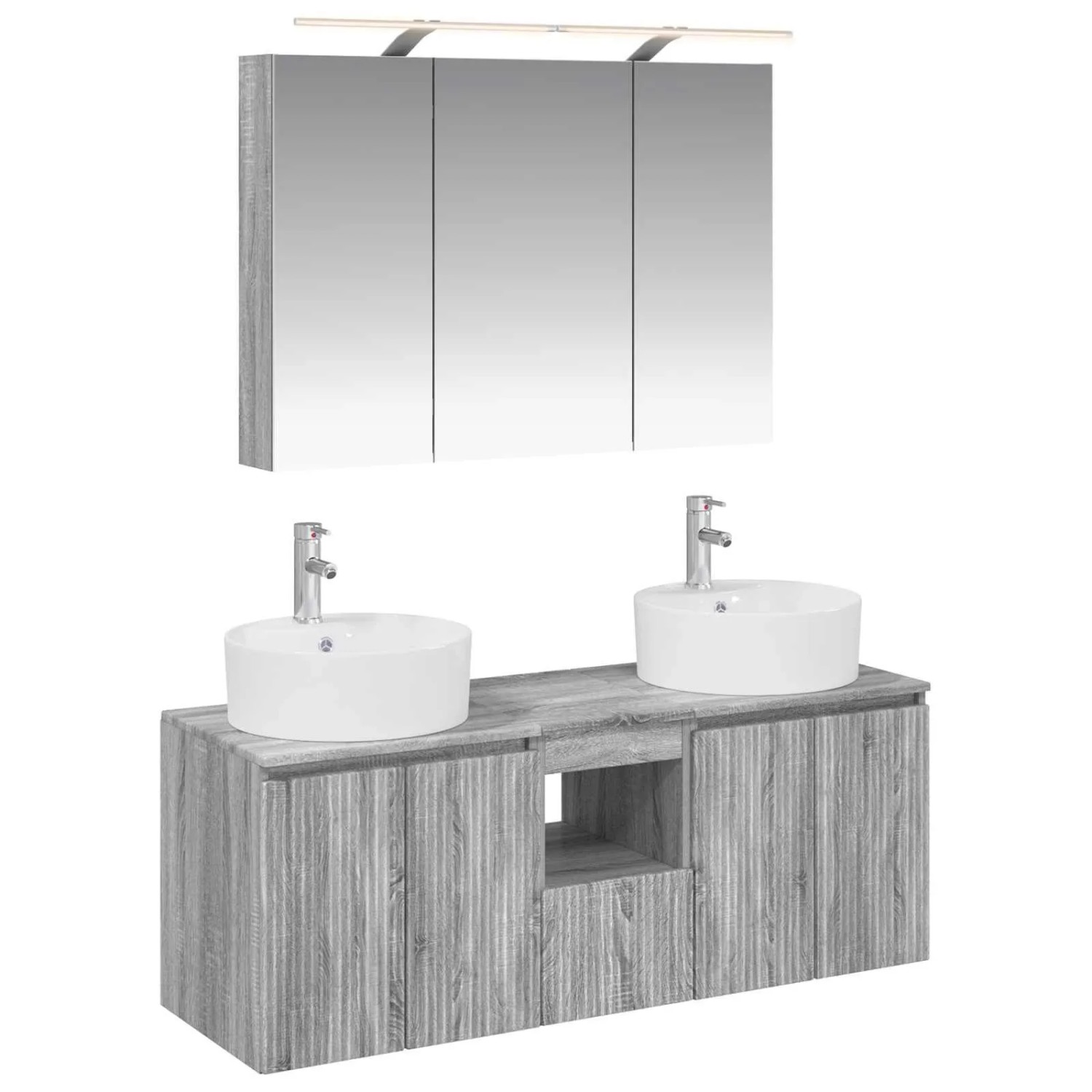 vidaXL Badezimmerschrank-Set 4-Tlg Grau Sonoma Holzwerkstoff 3406460