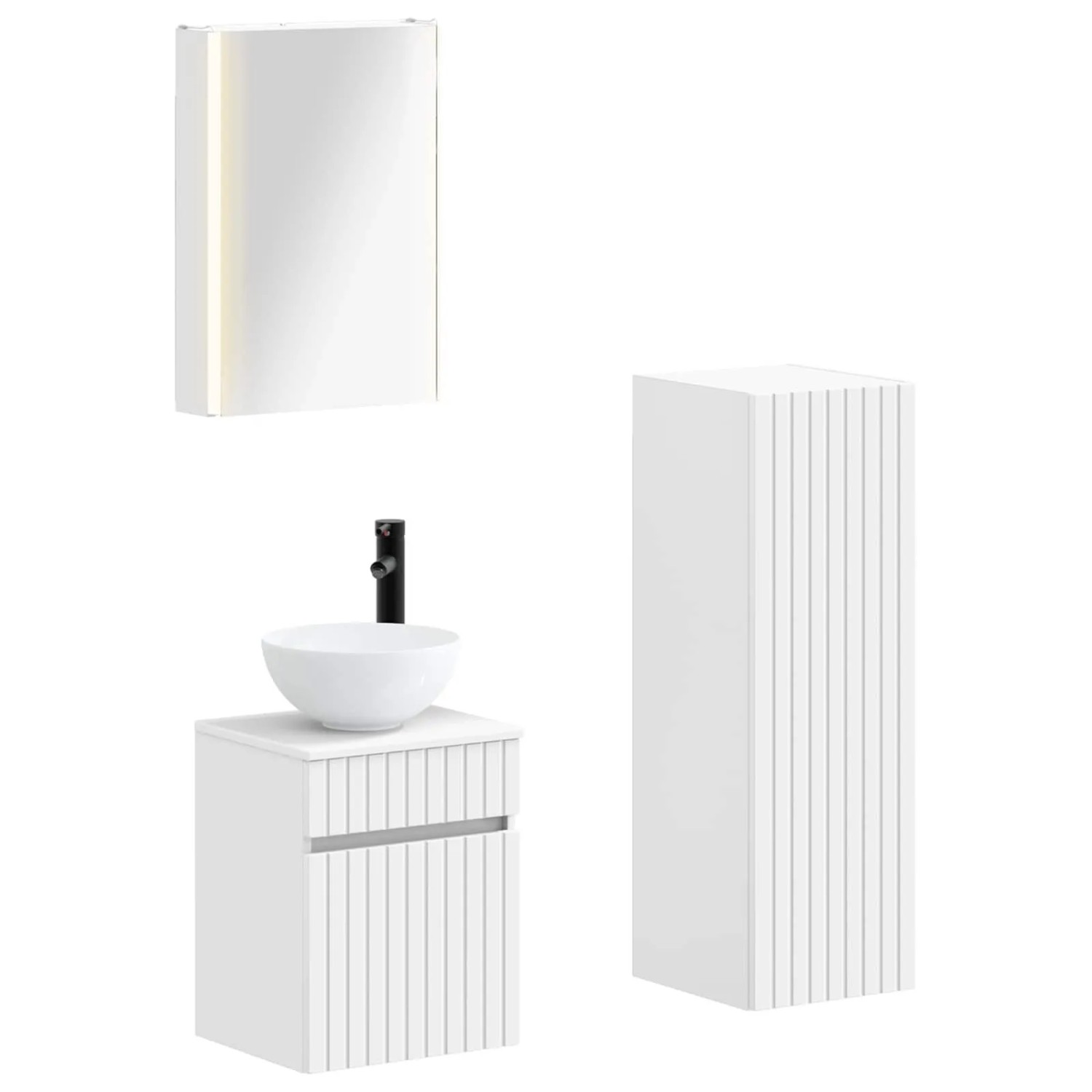 vidaXL Badezimmermöbel-Set 4-Tlg Weiß Ingenieurholz und Glas 3407471