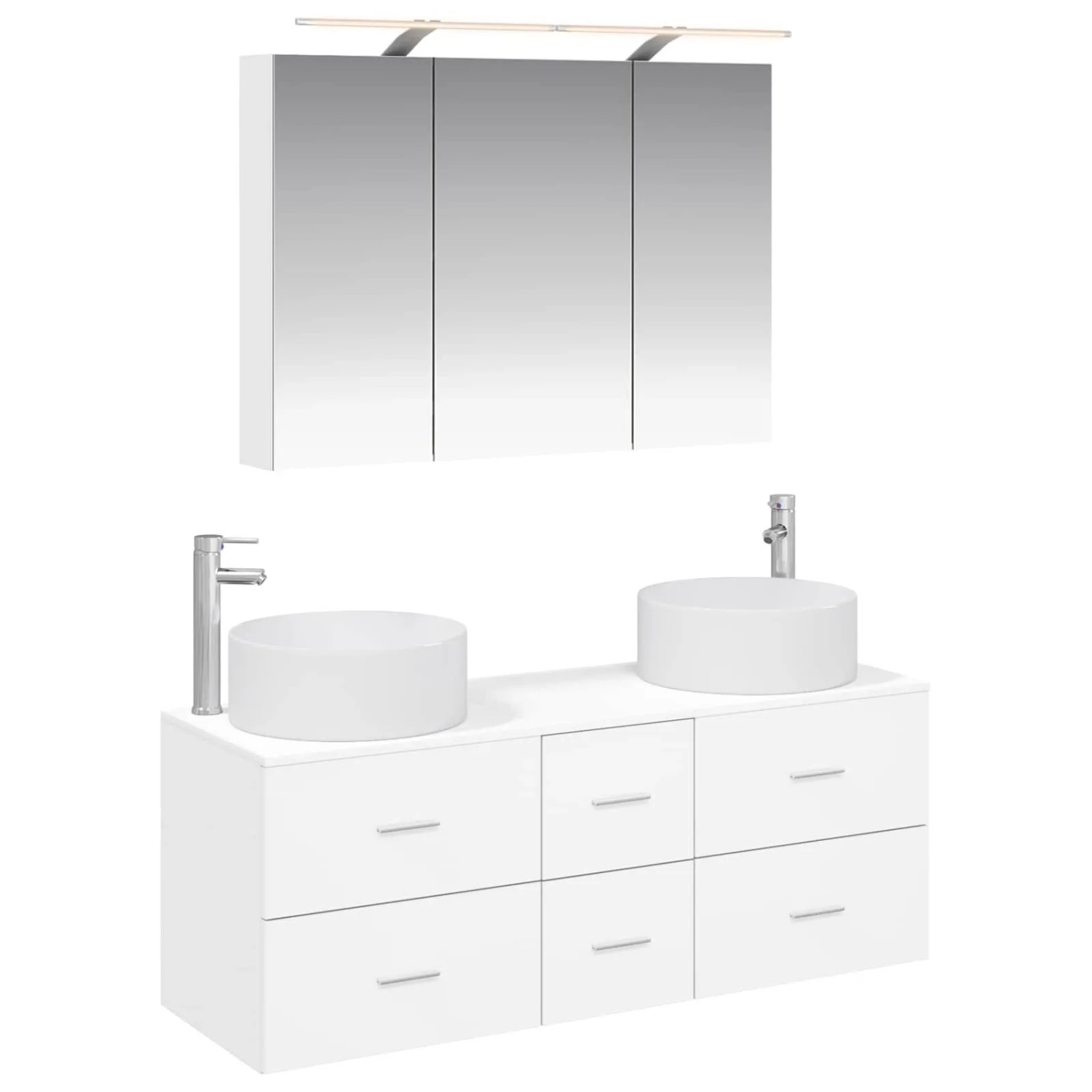 vidaXL Badezimmermöbel-Set 4-Tlg Weiß Ingenieurholz und Glas 3407095