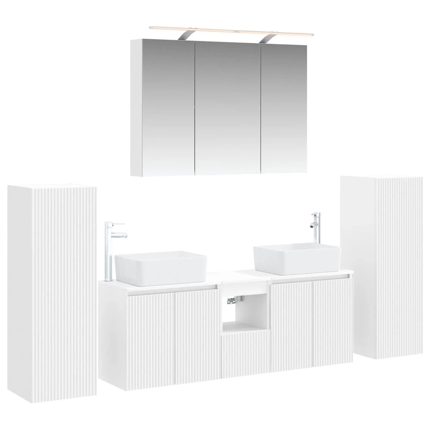 vidaXL Badezimmermöbel-Set 6-Tlg Weiß Ingenieurholz und Glas 3407159