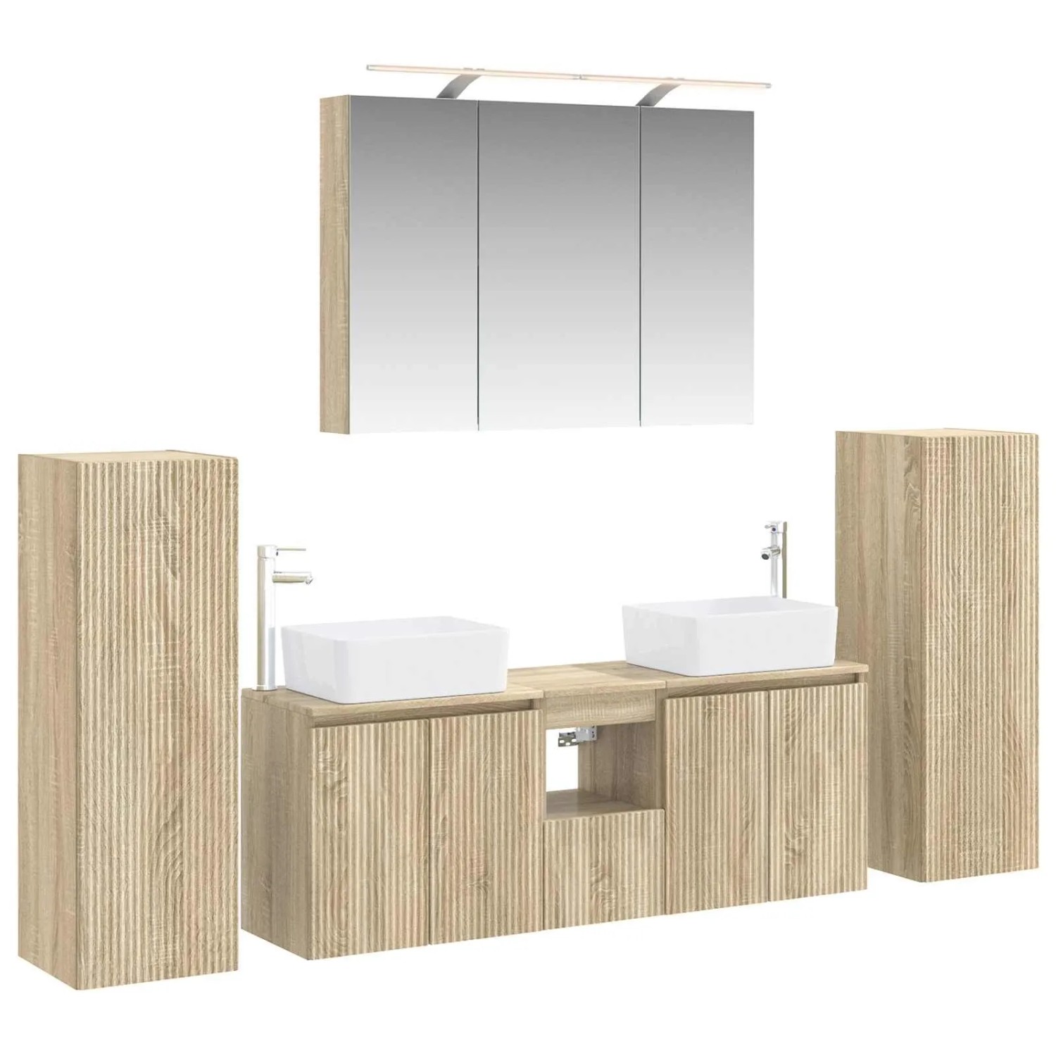 vidaXL Badezimmermöbel-Set 6-Tlg Sonoma-Eiche Ingenieurholz und Glas 3407161