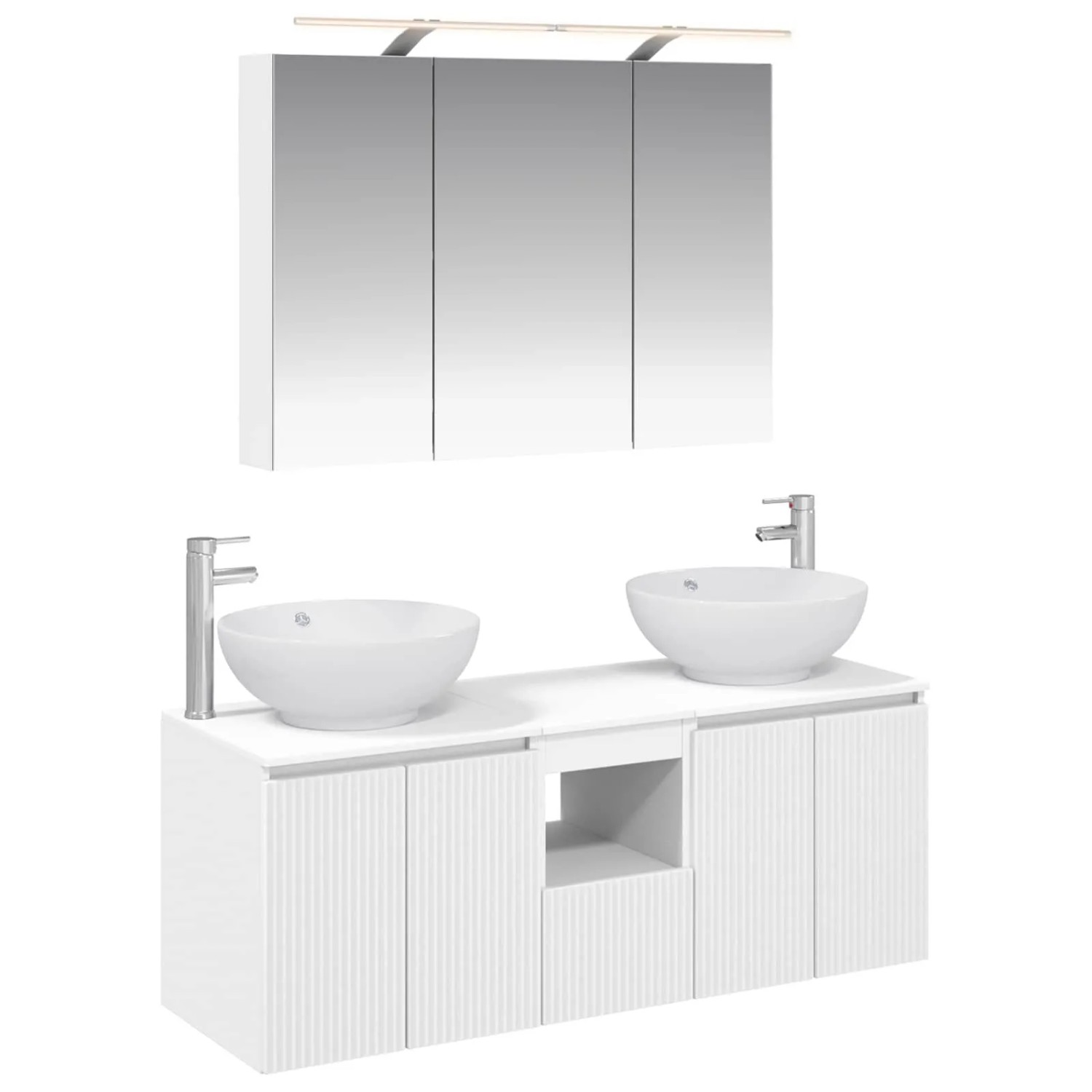 vidaXL Badezimmerschrank-Set 4-Tlg Weiß Holzwerkstoff 3406495