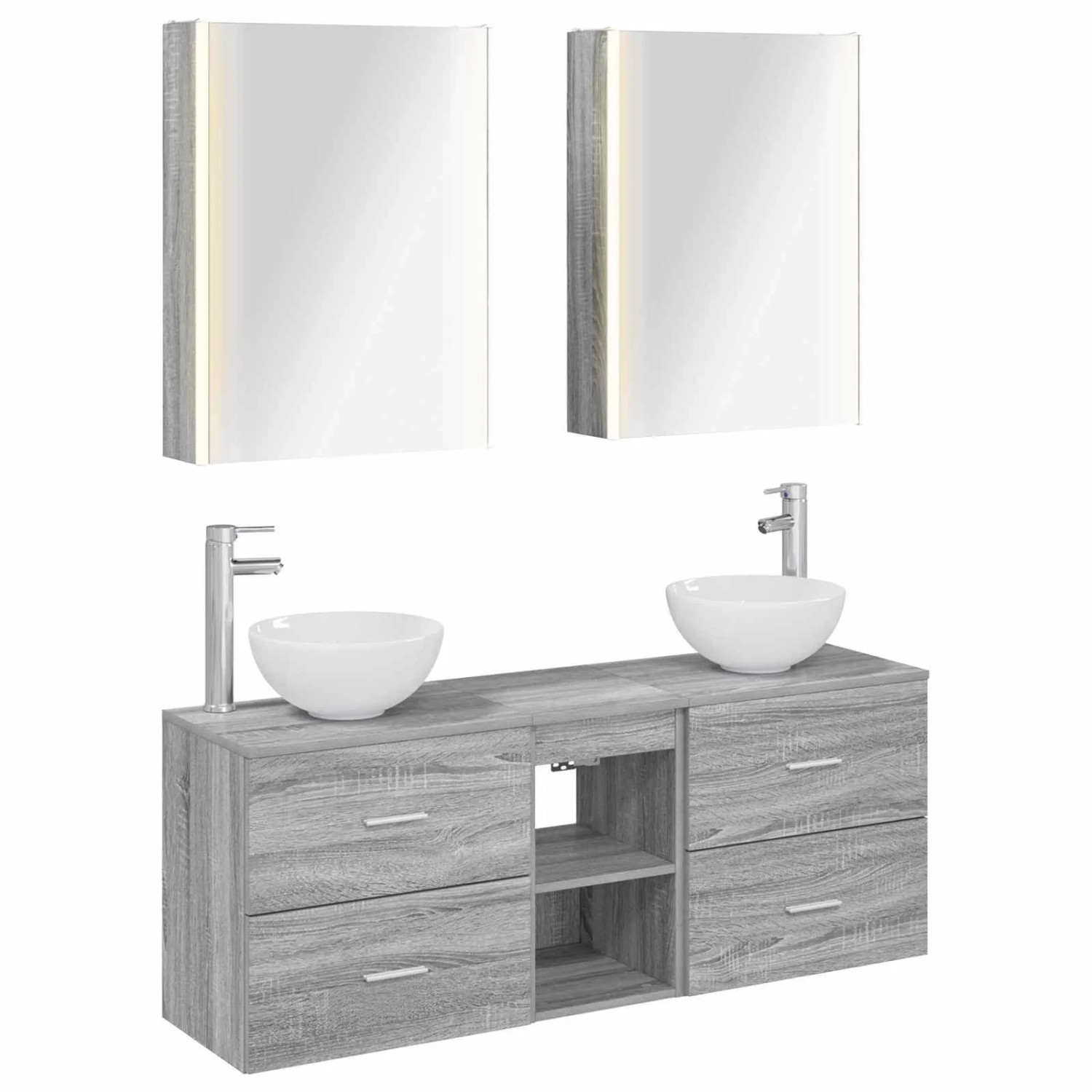 vidaXL Badezimmerschrank-Set 5-Tlg Grau Sonoma Holzwerkstoff 3406692