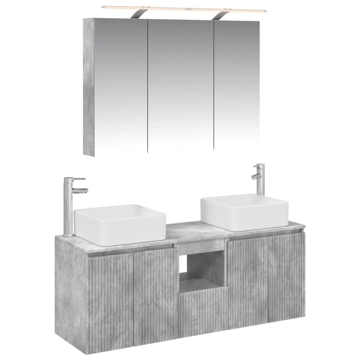 vidaXL Badezimmerschrank-Set 4-Tlg Betongrau 100 x 14,5 x 70 cm 3406378