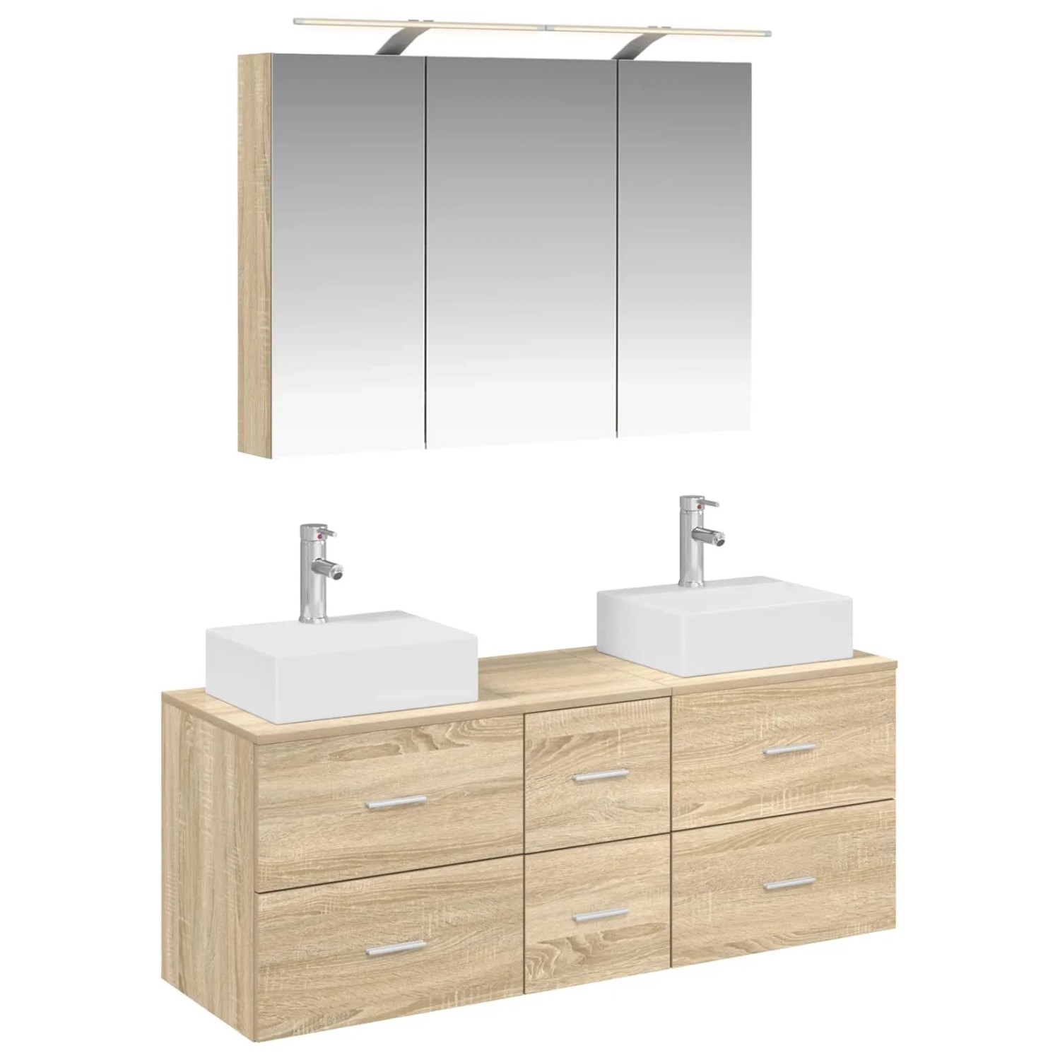 vidaXL Badezimmermöbel-Set 4-Tlg Sonoma-Eiche Ingenieurholz und Glas 3406817
