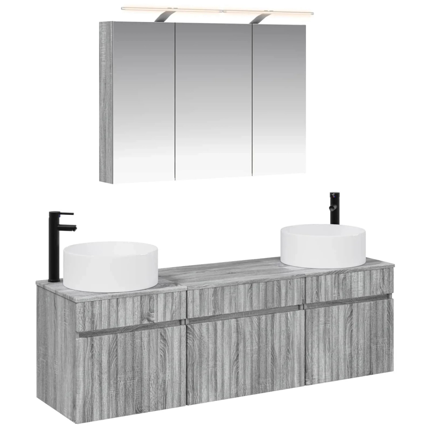 vidaXL Badezimmerschrank-Set 4-Tlg Grau Sonoma 100 x 14,5 x 70 cm 3406660